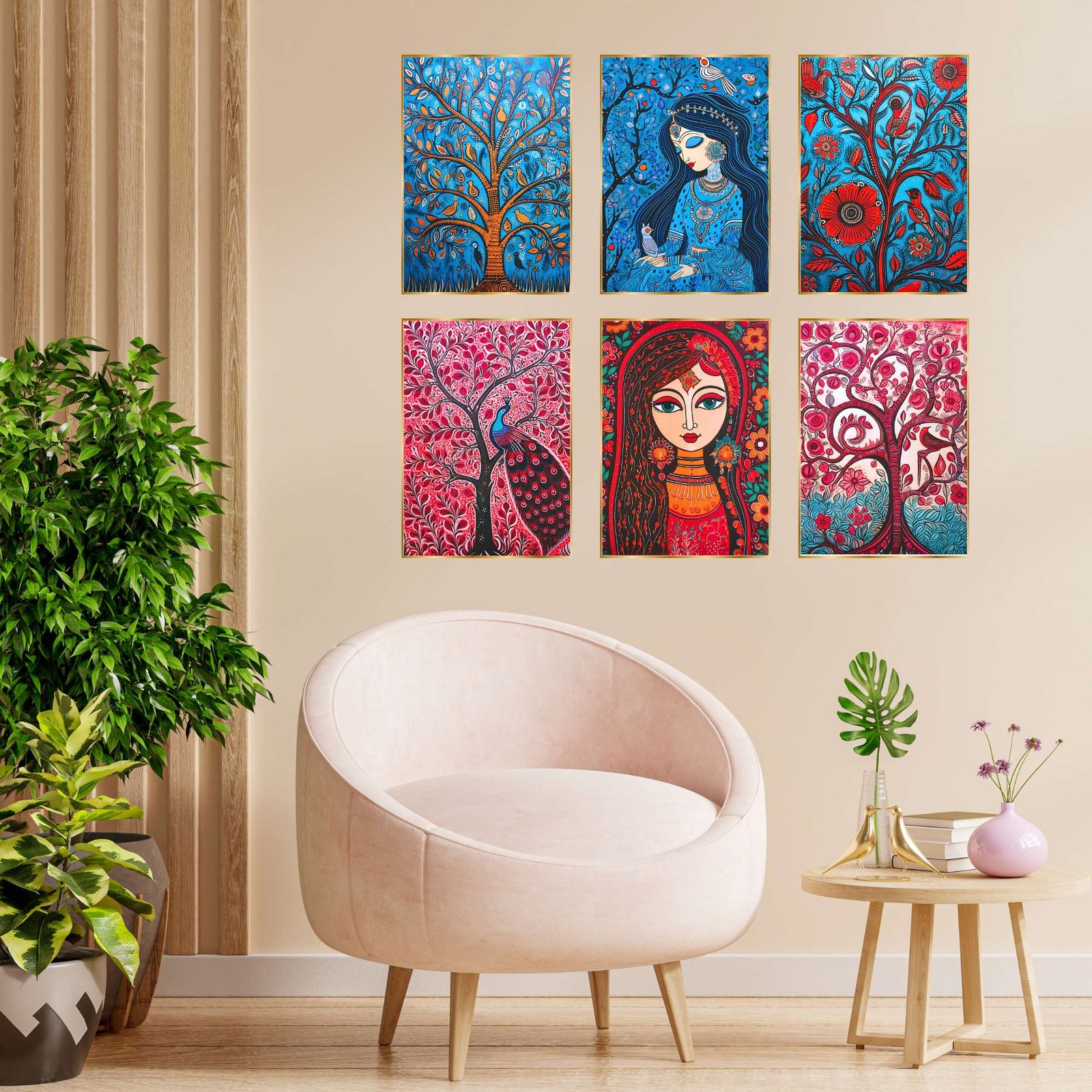 Set of Six Wall Paintings for Wall Dacoration Golden Framed Wall Paintings for Living Room & Bedroom Wall Art for Home Decoration & Office Wall Décor (13x10 inch CH-GD6-1) - Image 2
